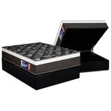 Cama Box Baú Casal: Colchão Ortopédico Plumatex D33 Selectus + Base Crc Suede Black (138x188)