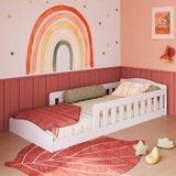 Cama Montessoriana Infantil Solteiro Proteção Lateral Branco Encanto Completa Móveis