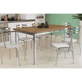 Conjunto Mesa De Cozinha Reno Com Tampo Madeira 160cm E 6 Cadeiras Portugal Cromada Branco 106 Kappesberg