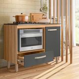 Balcão Para Cooktop 4 E 5 Bocas 1 Porta 1 Gaveta Freijó Fit Nicioli