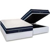 Cama Box Baú Casal: Colchão Molas Masterpocket Ensacadas Polar Garnet + Base Crc Courano White (138x188)