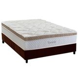 Cama Box Casal: Colchão Molas Masterpocket Ensacadas Herval Toronto + Base Crc Suede Brown (138x188)