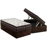 Cama Box Baú Solteiro: Colchão Molas Masterpocket Ensacadas Probel Perfil Springs Plus + Base Crc Suede Brown (88x188)