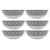 Kit 6 Bowl Tigela Cumbuca 19cm Melamina Salada Azulejo Salik
