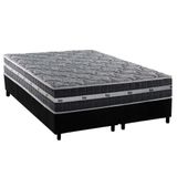 Cama Box Queen: Colchão Molas Masterpocket Ensacadas Black Graphite + Base Crc Suede Gray (158x198)