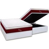 Cama Box Baú Casal: Colchão Molas Masterpocket Ensacadas Polar Rubi + Base Crc Courano White (138x188)