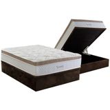 Cama Box Baú Casal: Colchão Molas Masterpocket Ensacadas Herval Toronto + Base Crc Suede Brown (138x188)