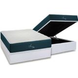 Cama Box Baú Casal: Colchão Molas Masterpocket Ensacadas Polar Aquariuns + Base Crc Courano White (138x188)