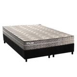 Cama Box Queen: Colchão Espuma D45 Paropas Pasquale Plus Gray + Base Crc Suede Black (158x198)