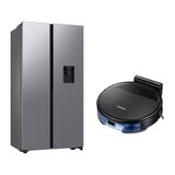 Geladeira Side By Side Smartthings Com Dispenser De Água Samsung Rs57 Inox 560l 127v + Aspirador Robô Com Conectividade Wi-fi Combo