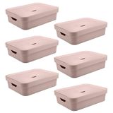 Caixa Organizadora Ou Plastico 16l Cube Rosa 06 Unidades