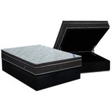 Cama Box Baú Casal: Colchão Molas Bonnel Ortobom Nanolastic Light + Base Crc Suede Black (138x188)