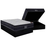 Cama Box Baú Casal: Colchão Molas Bonnel Ortobom Nanolastic Airtech Progressive + Base Crc Suede Black (138x188)