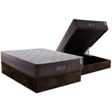 Cama Box Baú Casal: Colchão Molas Ensacadas New King Brown + Base Crc Suede Brown (138x188)