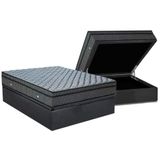 Cama Box Baú Casal: Colchão Molas Ensacadas Ortobom Orthotel Luxo + Base Crc Suede Gray (138x188)