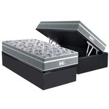 Cama Box Baú Solteiro: Colchão Molas Bonnel Probel Ensacadas Evolution Gray + Base Crc Suede Gray (88x188)