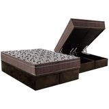 Cama Box Baú Queen: Colchão Molas Ensacadas Ortobom Physical + Base Crc Suede Brown (158x198)