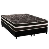 Cama Box Queen: Colchão Ortopédico Paropas D28 - Master Ag80 Black Double Face 25 + Base Crc Suede Black (158x198)