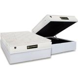 Cama Box Baú Casal: Colchão Molas Ensacadas Luckspuma Satisfaction Plus White + Base Crc Courano White (138x188)