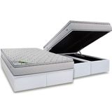 Cama Box Baú Queen: Colchão Molas Masterpocket Ensacadas Luckspuma Luck + Base Crc Courano White (158x198)