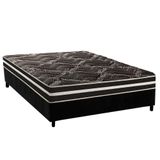 Cama Box Casal: Colchão Ortopédico Paropas D28 - Master Ag80 Black Double Face 17 + Base Crc Suede Black (138x188)