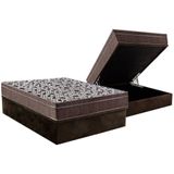 Cama Box Baú Casal: Colchão Molas Ensacadas Ortobom Physical + Base Crc Suede Brown (138x188)