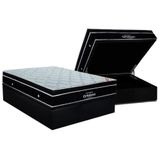 Cama Box Baú Casal: Colchão Molas Superpocket Ensacadas Ortobom Elegant + Base Crc Suede Black (138x188)