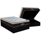 Cama Box Baú Casal: Colchão Molas Superpocket Ensacadas Ortobom Sleep King + Base Crc Suede Black (138x188)