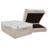 Cama Box Baú Casal: Colchão Molas Ensacadas Luckspuma Visco Satisfaction + Base Crc Suede Clean (138x188)