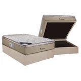 Cama Box Baú Casal: Colchão Molas Masterpocket Ensacadas Luckspuma Platinum New + Base Crc Suede Clean (138x188)