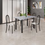 Conjunto De Mesa Tubular 120cm X75cm Tampo Com 4 Cadeiras Arabesco / Preto