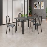 Conjunto De Mesa Tubular 120cm X 75cm Tampo Com 4 Cadeiras Preto