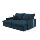 Sofá Retrátil Sem Caixa 3 Lugares Solomons Linho Azul Marinho 180 Cm