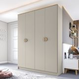 Guarda-roupa Solteiro 100% Mdf Bp 4 Portas 2 Gavetas Asti Panna