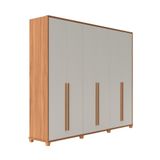 Guarda-roupa Casal Com Espelho Rockford 6 Pt 6 Gv Off White E Canela