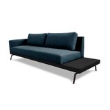 Sofá 3 Lugares Matteo Com Mesa De Apoio Direita Linho Azul 210 Cm