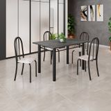 Conjunto De Mesa Tubular 120cm X 75cm Tampo Com 4 Cadeiras Bege / Preto