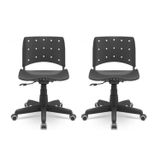 Kit 2 Cadeiras Para Escritório Ergonômica Secretária Giratória Ergoplax Mais Nr17 Preto