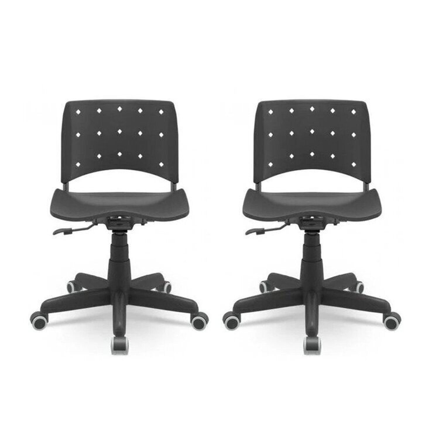 Kit 2 Cadeiras Para Escritório Ergonômica Secretária Giratória Ergoplax Mais Nr17 Preto