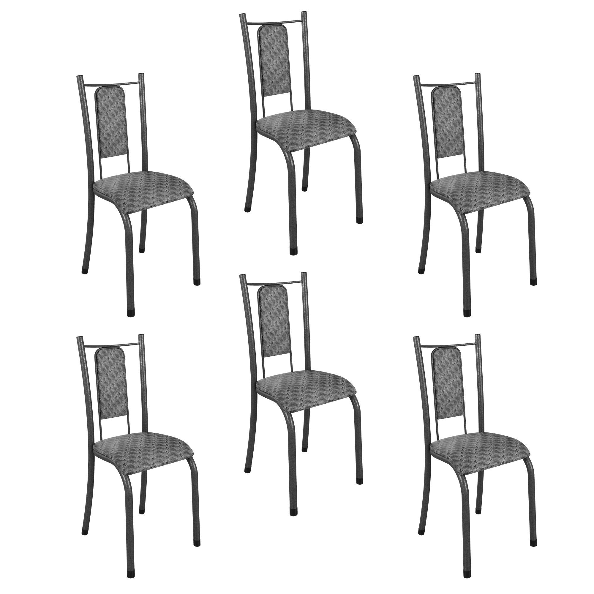 Kit Com 06 Cadeiras Isabela 100cm, X 48cm X 39cm Prata