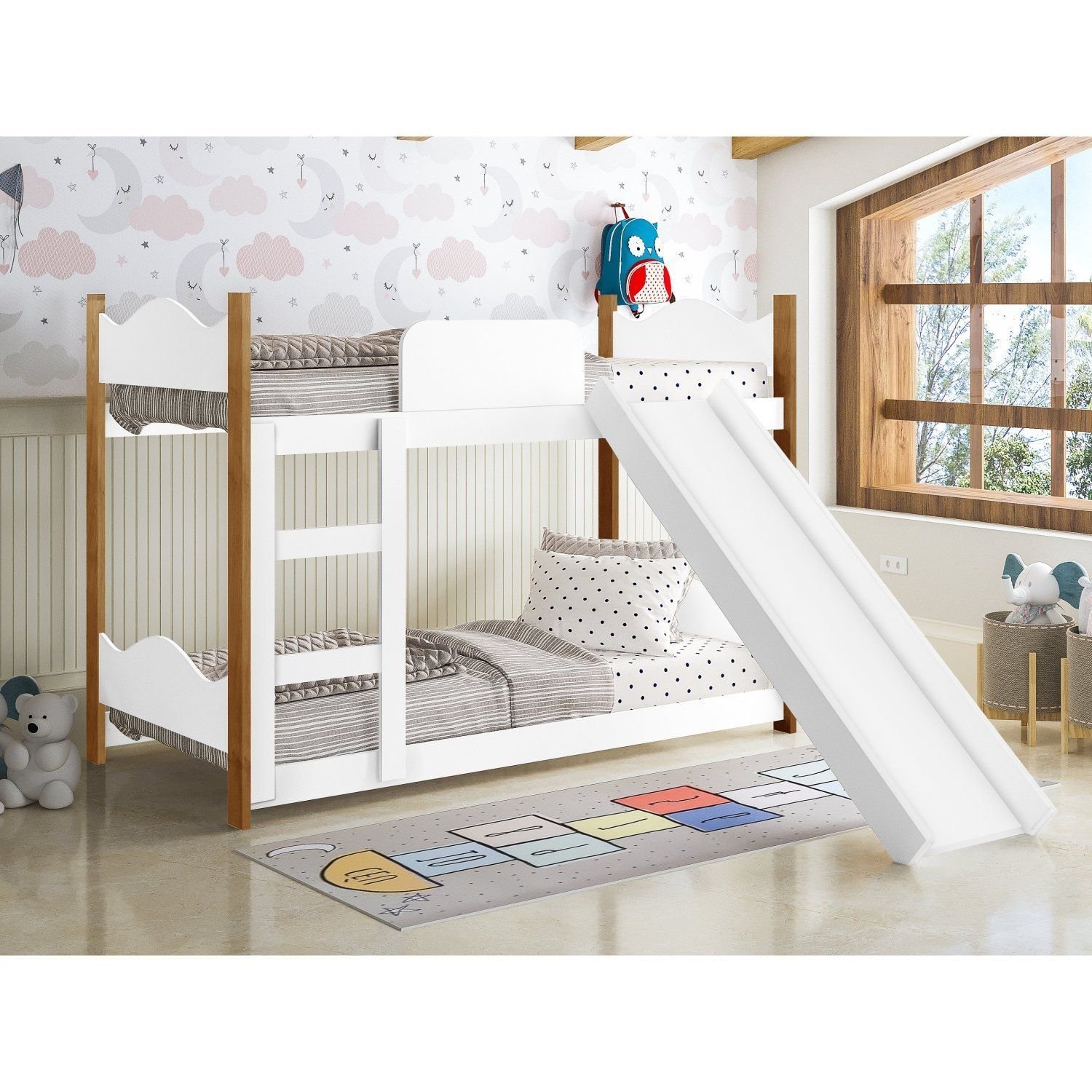 Beliche Infantil Encanto Com Escorregador Branco/grenat