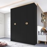 Guarda-roupa Solteiro 100% Mdf Bp 4 Portas 2 Gavetas Asti Preto