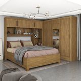 Guarda-roupa Casal Modulado 4 Portas Com Cama Santiago 3 Portas Com Espelho 5 Gavetas Cinamomo