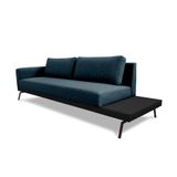 Sofá 3 Lugares Matteo Com Mesa De Apoio Direita Linho Azul 180 Cm