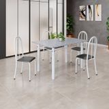 Conjunto De Mesa Tubular 120cm X 75cm Tampo Com 4 Cadeiras Preto / Branco