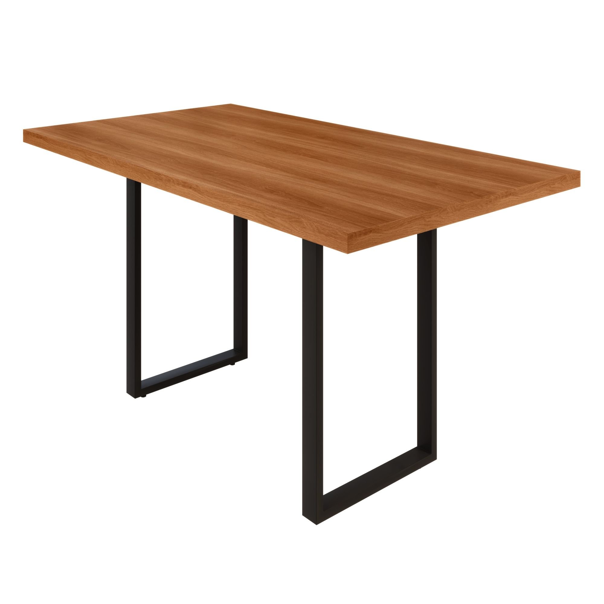Mesa Retangular Tampo Madeira Bp 136cm X 75cm Base Tubo 40cm X 40cm Preto