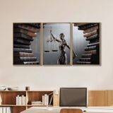 Quadro Decorativo Temático Direito Livros Com 3 Telas Para Banheiro Escritório Sala Sem Vidro Natural