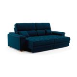 Sofá 3 Lugares Retrátil E Reclinável Lupin Linho Azul Marinho 180 Cm