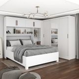 Guarda-roupa Casal Modulado 4 Portas Com Cama Santiago 3 Portas Com Espelho 5 Gavetas Branco