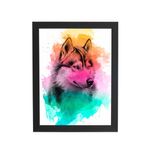 Quadro Husky Siberiano Cachorro Aquarela Moldura 30x40cm